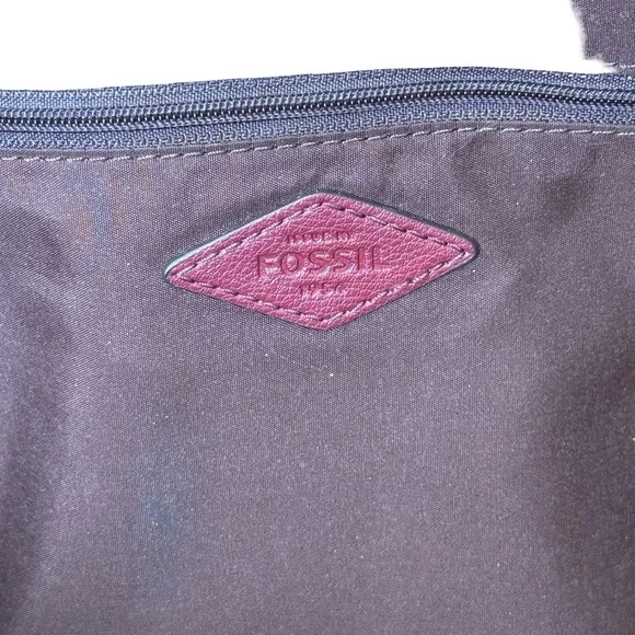 Fossil Charli Leather and Suede Tote Bag Triple Compartment Red Shoulder Bag - Picture 6 of 16